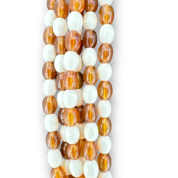 AVON vintage LUCITE bead multi strand COSMOPOLITAN cream brown bead necklace 21" - Picture 4 of 8